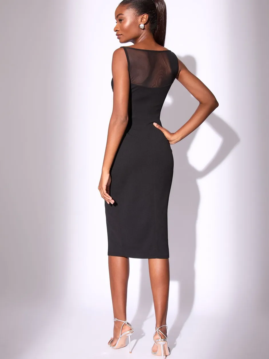 Gelegenheidskleding|Jurken*Lipsy Mesh Mix Sleeveless Bodycon Midi Dress