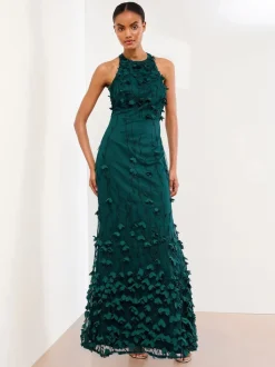 Gelegenheidskleding|Jurken*Lipsy Premium 3D Bloemen Gestructureerde Halter Maxi-jurk