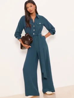 Jumpsuits En Playsuits|Lipsy Utility Belted Military Buttoned V-Neck Jumpsuit