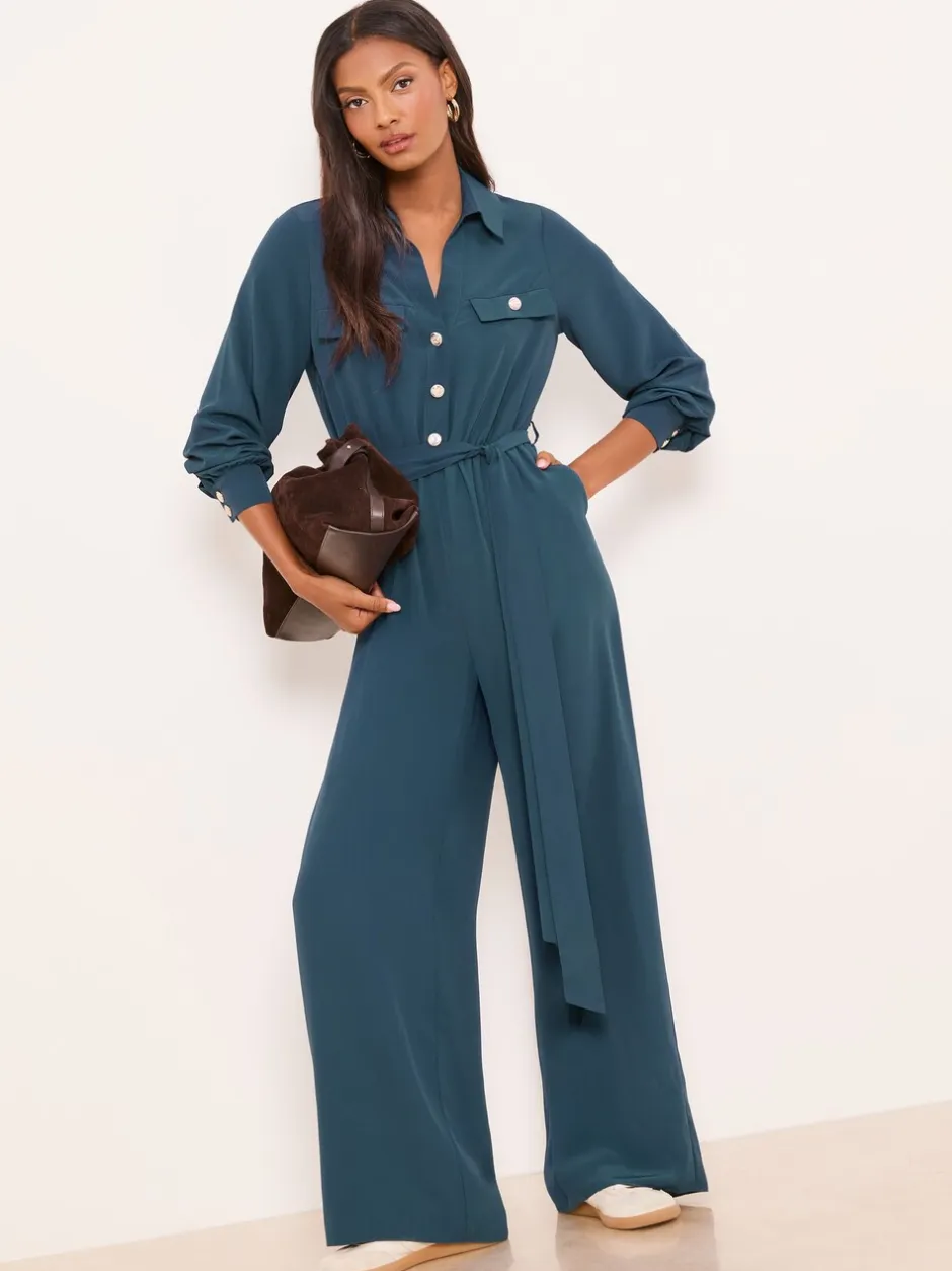 Jumpsuits En Playsuits|Lipsy Utility Belted Military Buttoned V-Neck Jumpsuit