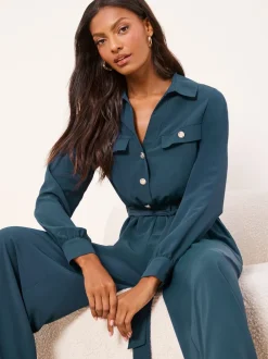 Jumpsuits En Playsuits|Lipsy Utility Belted Military Buttoned V-Neck Jumpsuit