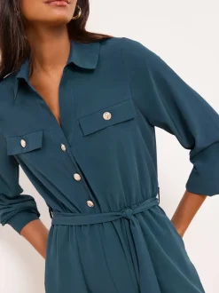 Jumpsuits En Playsuits*Lipsy Utility Belted Military Buttoned V-Neck Jumpsuit