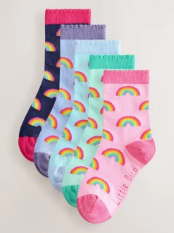Sokken En Panty's|Sokken En Panty's*Little Bird by Jools Oliver set van 5 paar sokken met regenboogprint