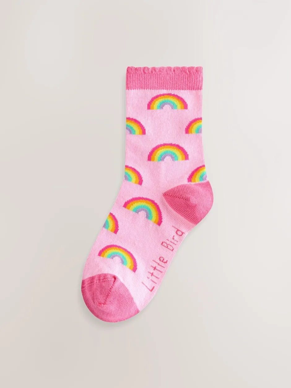Sokken En Panty's|Sokken En Panty's*Little Bird by Jools Oliver set van 5 paar sokken met regenboogprint
