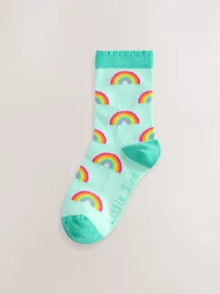 Sokken En Panty's|Sokken En Panty's*Little Bird by Jools Oliver set van 5 paar sokken met regenboogprint