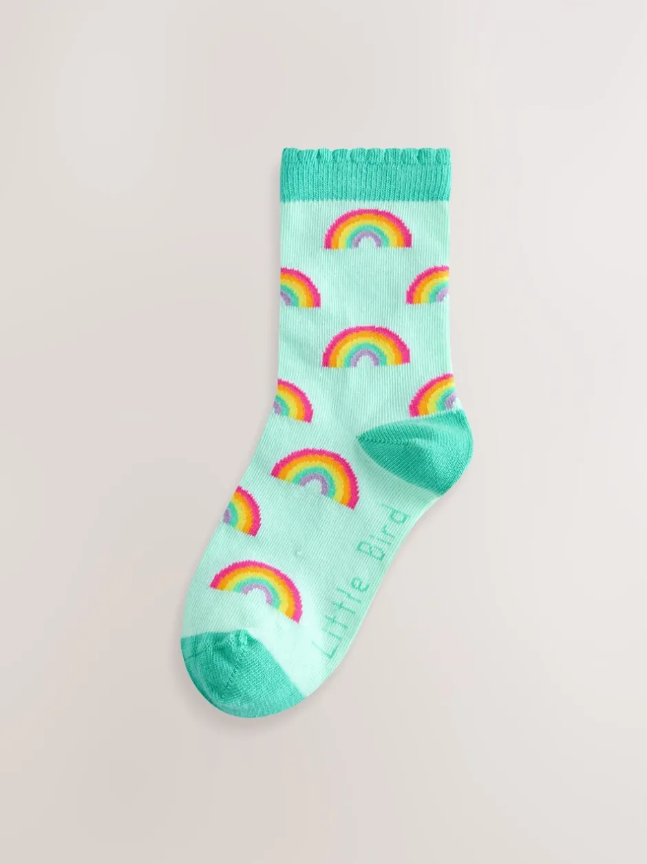Sokken En Panty's|Sokken En Panty's*Little Bird by Jools Oliver set van 5 paar sokken met regenboogprint