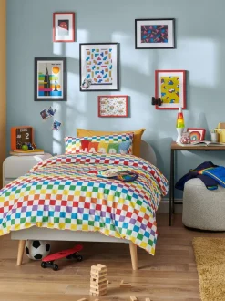 Kinderbeddengoed|Little Bird by Jools Oliver 100% katoenen dekbedovertrek en kussensloopset Dambordmotief