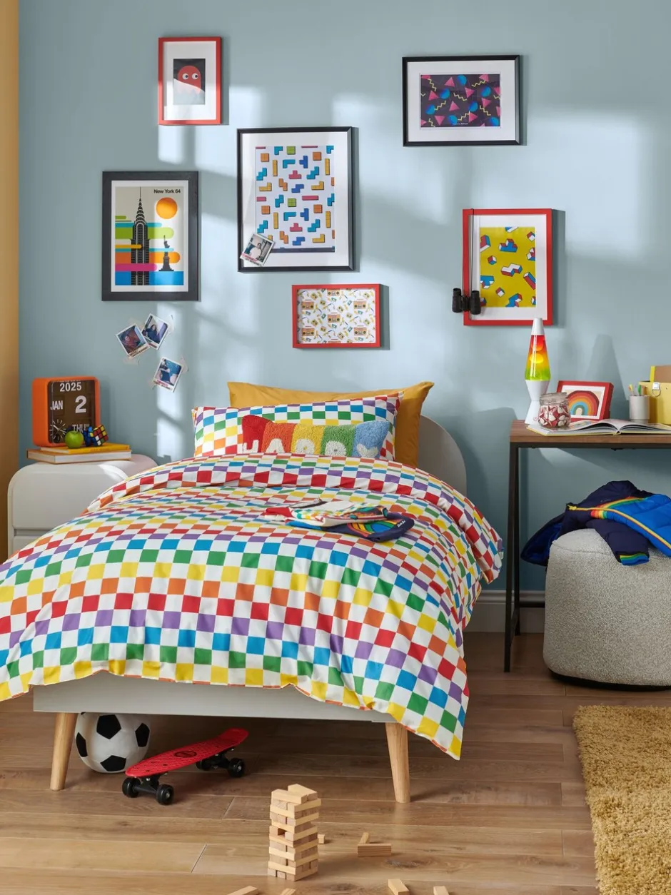 Kinderbeddengoed|Little Bird by Jools Oliver 100% katoenen dekbedovertrek en kussensloopset Dambordmotief