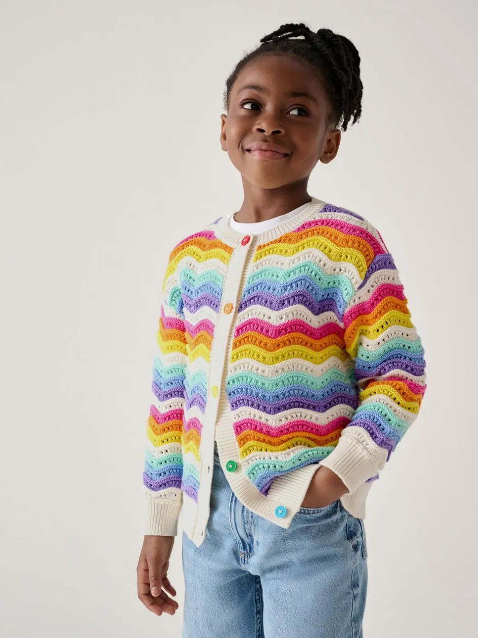 Gebreide Kleding|Little Bird by Jools Oliver 100% katoenen vest met golvende strepen