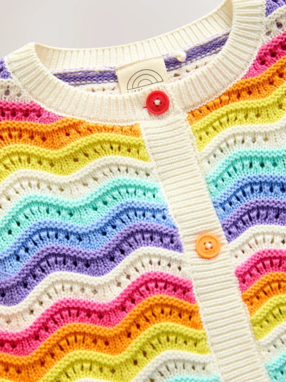 Gebreide Kleding|Little Bird by Jools Oliver 100% katoenen vest met golvende strepen
