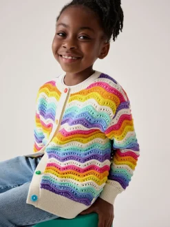 Gebreide Kleding|Little Bird by Jools Oliver 100% katoenen vest met golvende strepen