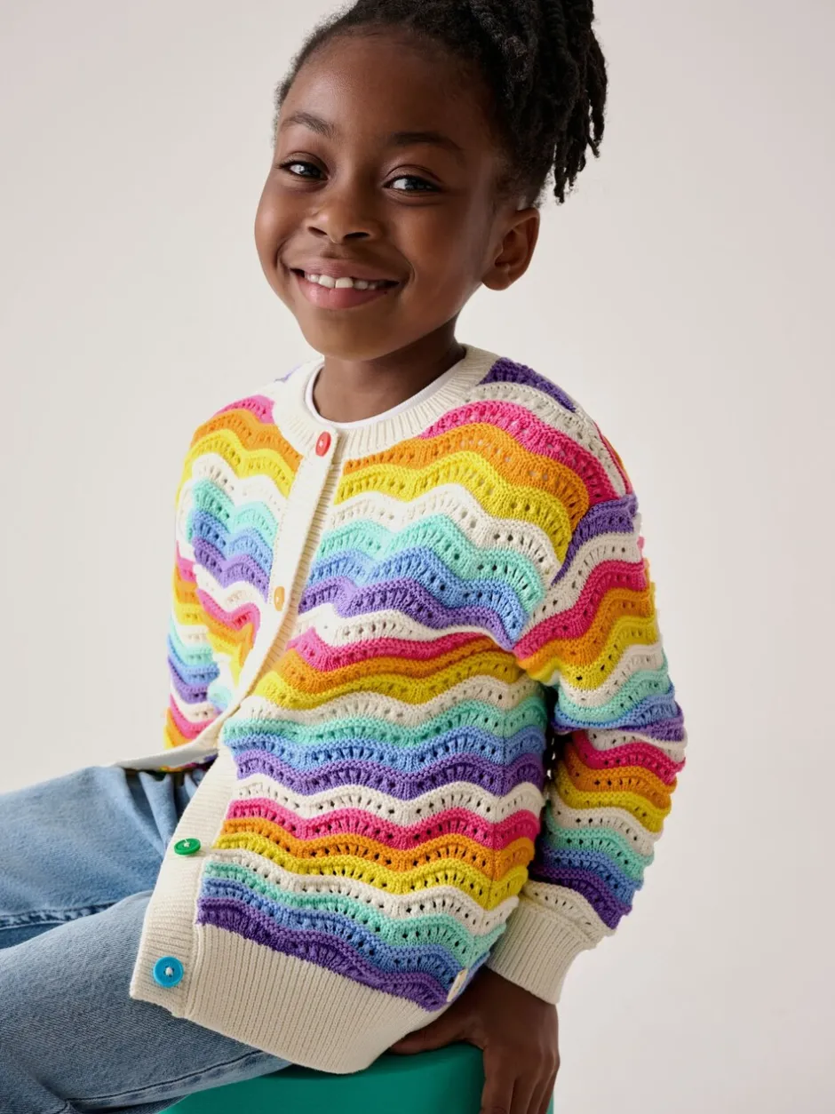 Gebreide Kleding|Little Bird by Jools Oliver 100% katoenen vest met golvende strepen