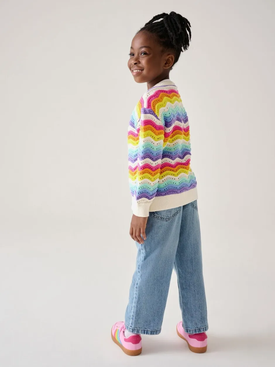 Gebreide Kleding|Little Bird by Jools Oliver 100% katoenen vest met golvende strepen