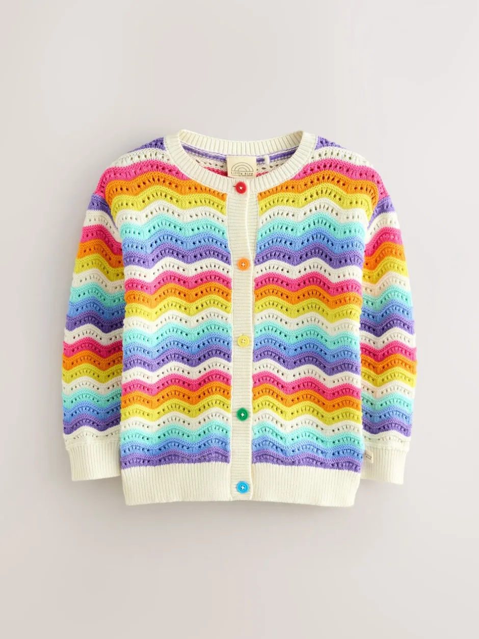 Gebreide Kleding|Little Bird by Jools Oliver 100% katoenen vest met golvende strepen
