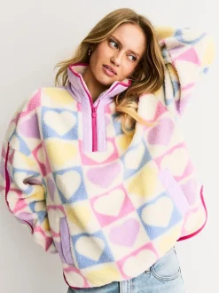 Hoody's En Sweatshirts|Little Bird by Jools Oliver Heart Colourblock Borg Fleece