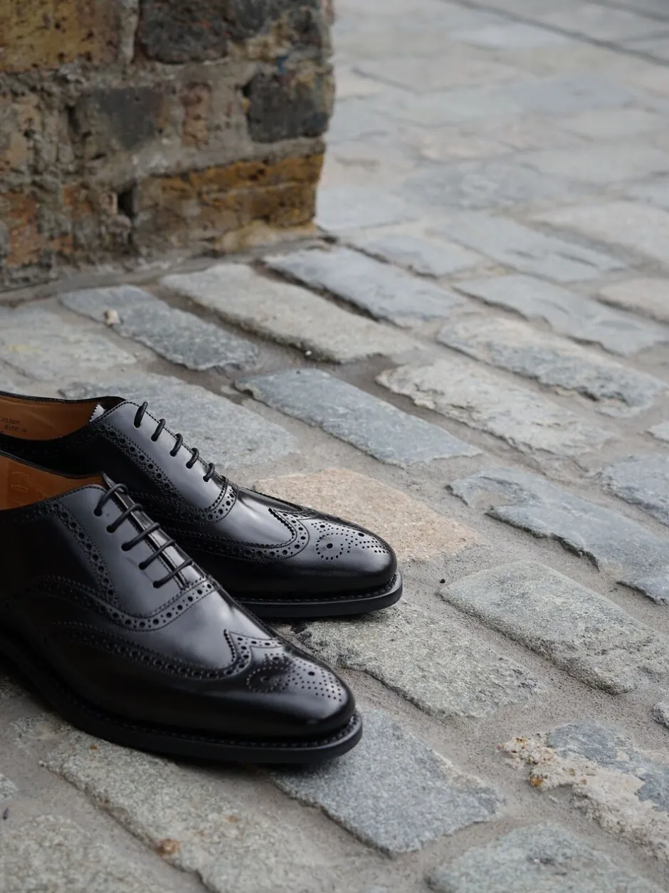Schoenen|Formele Schoenen|Loake 302brg Oxford-brogues van zwart gepolijst leer