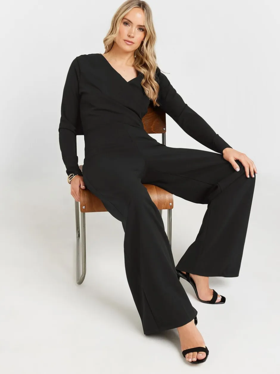 Jumpsuits En Playsuits|Long Tall Sally lange mouwen scuba overslag jumpsuit