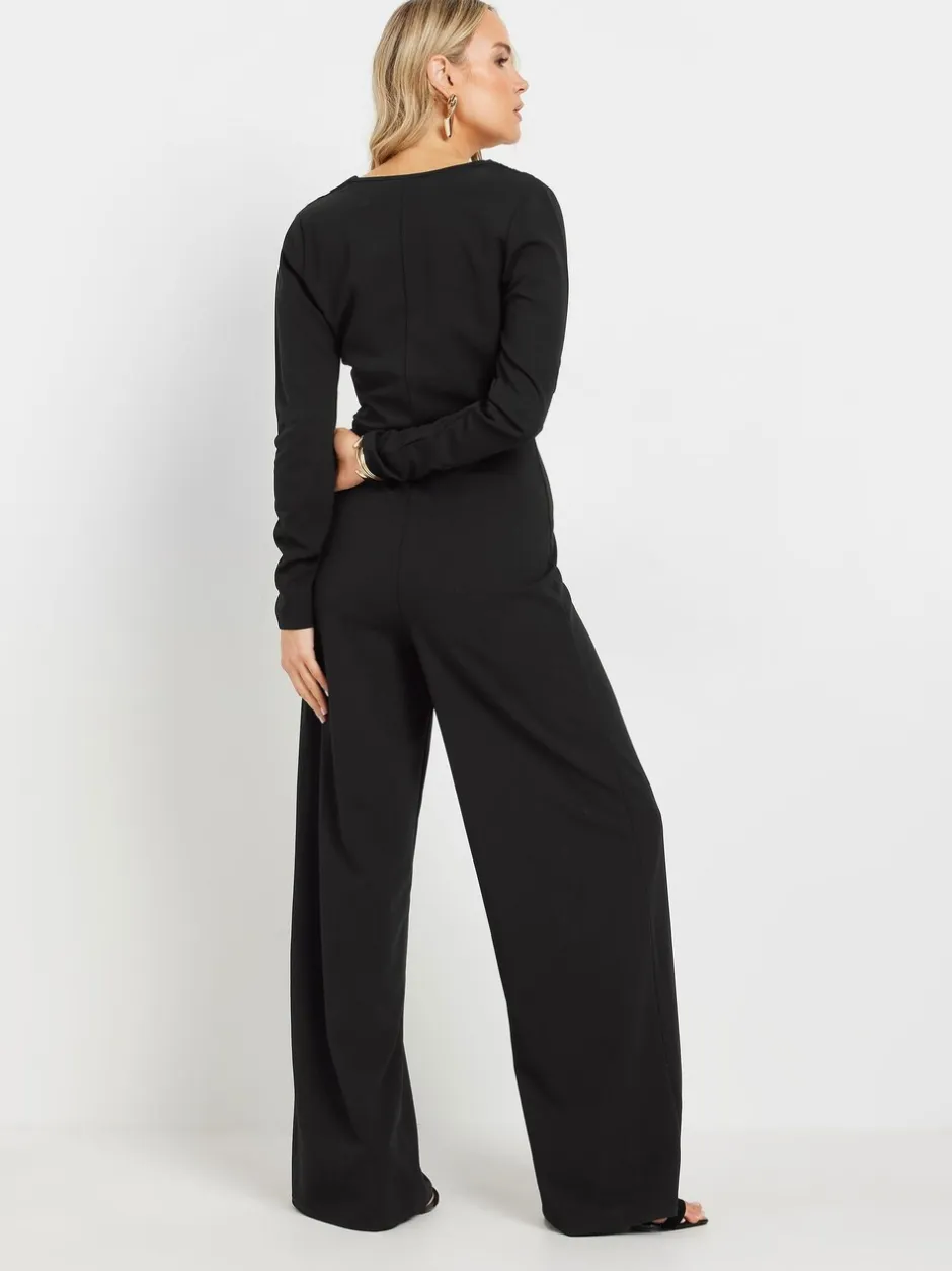 Jumpsuits En Playsuits|Long Tall Sally lange mouwen scuba overslag jumpsuit