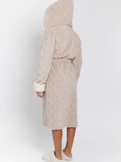 Badjassen*Loungeable Cable Cutwork Hooded Midi Dressing Gown