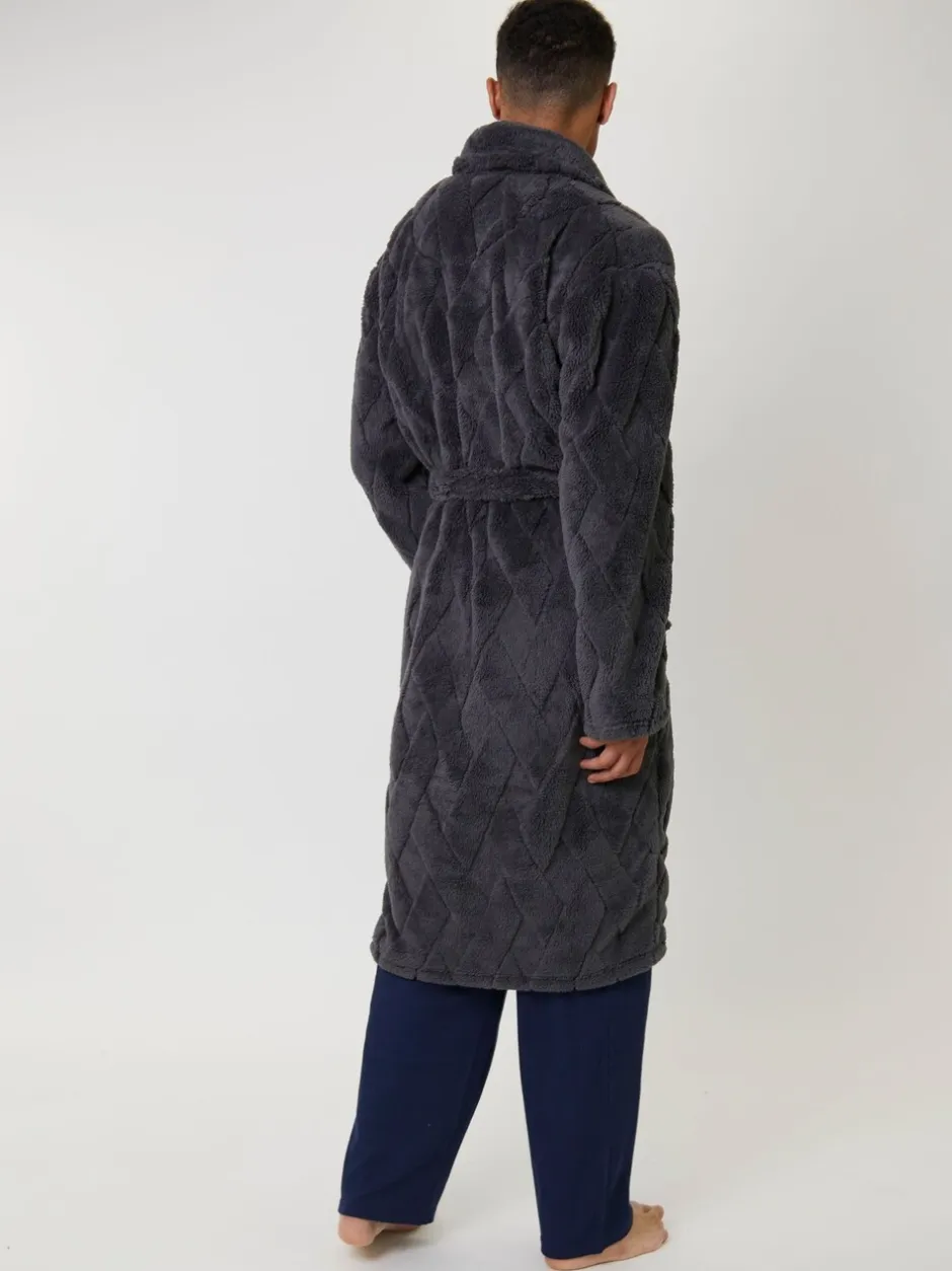 Kamerjassen En Badjassen*Loungeable Diamond Cut Mens Shawl Dressing Gown