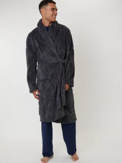 Kamerjassen En Badjassen*Loungeable Diamond Cut Mens Shawl Dressing Gown