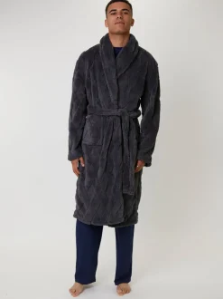 Kamerjassen En Badjassen*Loungeable Diamond Cut Mens Shawl Dressing Gown