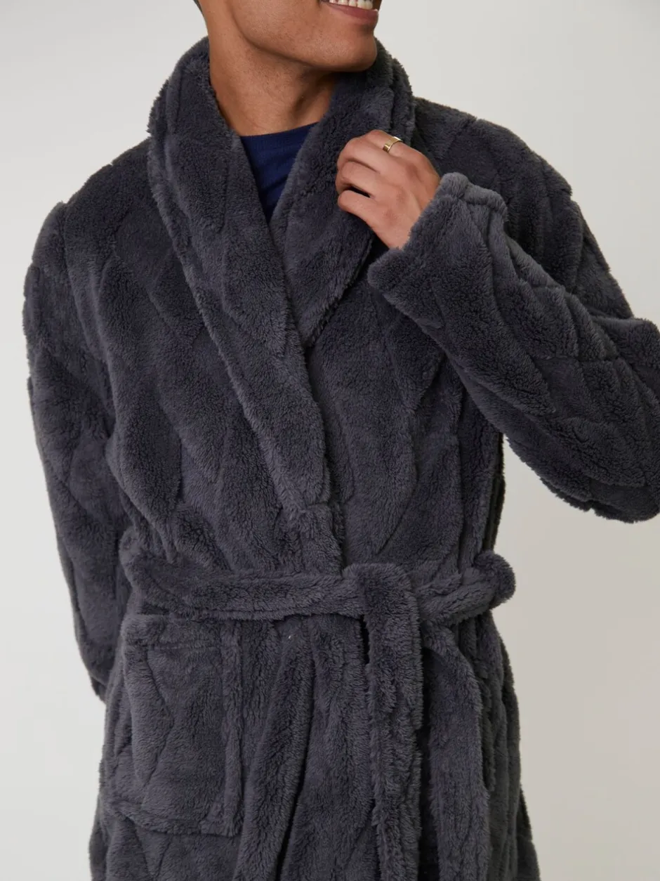 Kamerjassen En Badjassen*Loungeable Diamond Cut Mens Shawl Dressing Gown