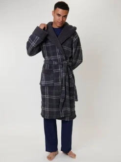 Kamerjassen En Badjassen*Loungeable Sherpa Check Hooded Dressing Gown