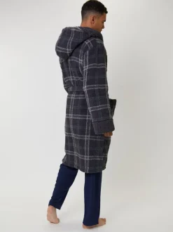 Kamerjassen En Badjassen*Loungeable Sherpa Check Hooded Dressing Gown