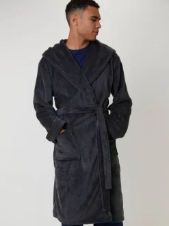 Kamerjassen En Badjassen*Loungeable Textured Hooded Mens Dressing Gown