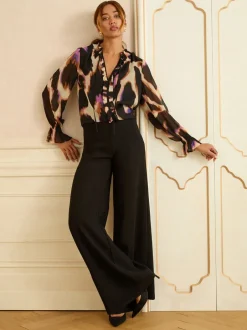 Blouses En Overhemden|Tops En T-Shirts|Love & Roses blouse met lange mouwen en inkeping