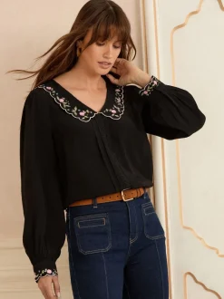 Blouses En Overhemden*Love & Roses blouse met lange mouwen en inkeping