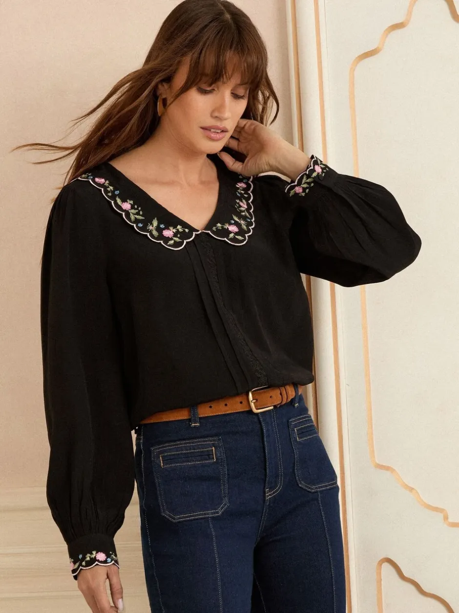 Blouses En Overhemden*Love & Roses blouse met lange mouwen en inkeping