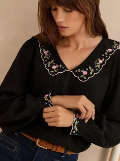 Blouses En Overhemden*Love & Roses blouse met lange mouwen en inkeping