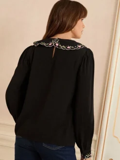 Blouses En Overhemden*Love & Roses blouse met lange mouwen en inkeping