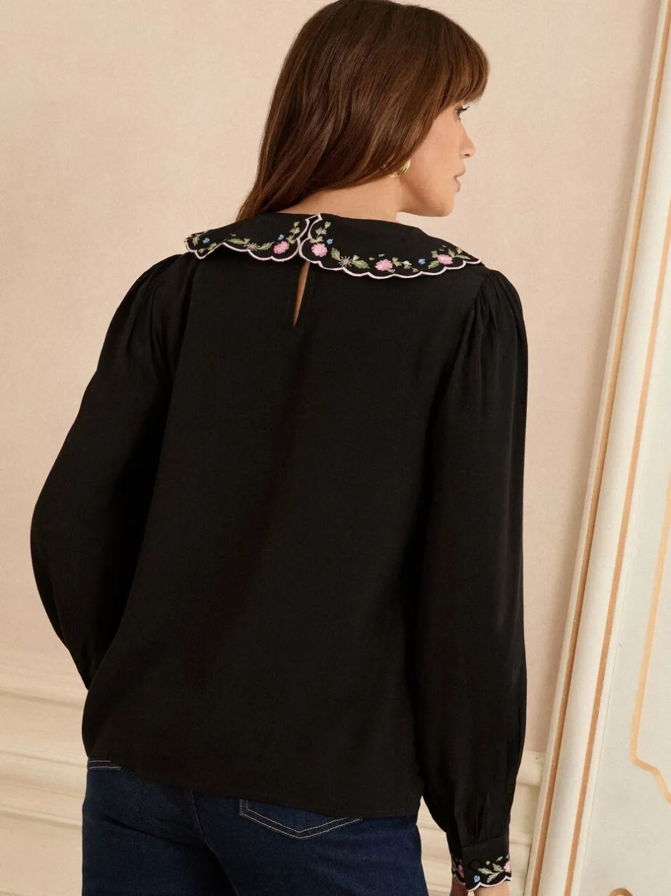Blouses En Overhemden*Love & Roses blouse met lange mouwen en inkeping