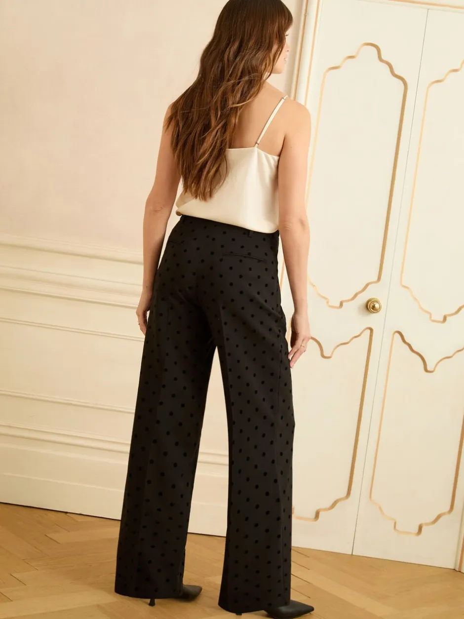 Kostuums En Werkkleding|Love & Roses broek met wijde pijpen en flockprint