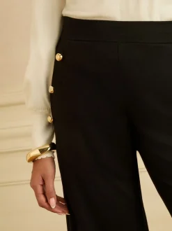 Kostuums En Werkkleding|Love & Roses Button Detail Wide Leg Ponte Trousers