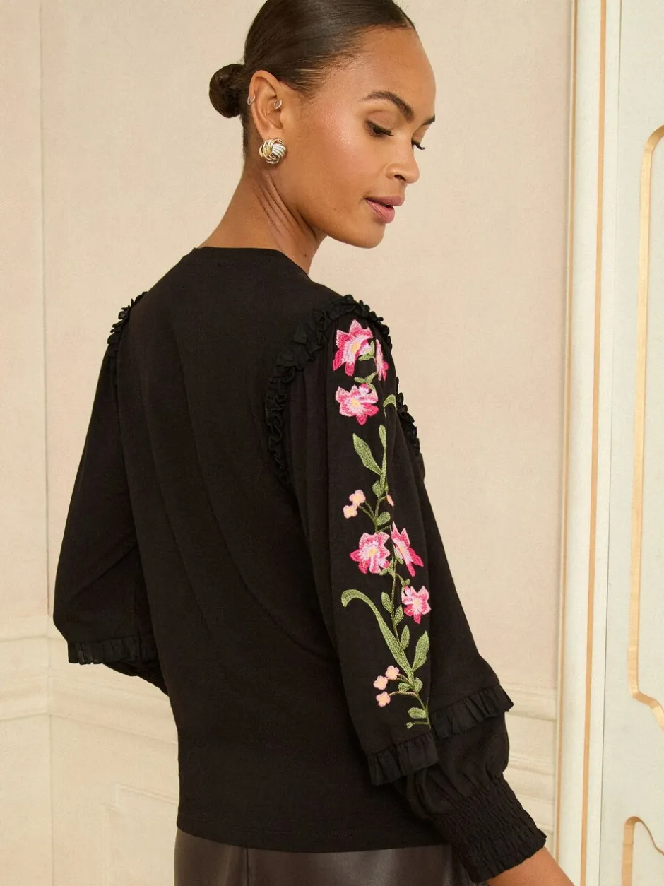 Blouses En Overhemden*Love & Roses Embroidered Detail Jersey Top