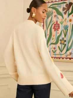 Gebreide Kleding*Love & Roses Embroidered Knitted Cardigan