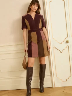 Jurken*Love & Roses Faux Suede Mix Mini Dress