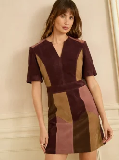 Jurken*Love & Roses Faux Suede Mix Mini Dress