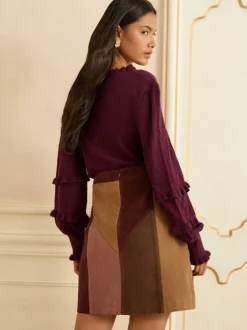 Rokken*Love & Roses Faux Suede Patchwork Mini Skirt