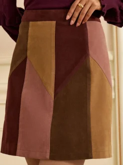 Rokken*Love & Roses Faux Suede Patchwork Mini Skirt