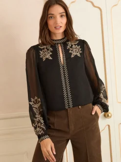 Blouses En Overhemden|Love & Roses High Neck Long Sleeve Blouse