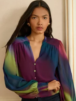 Blouses En Overhemden|Tops En T-Shirts*Love & Roses Long Sleeve Notch Neck Blouse
