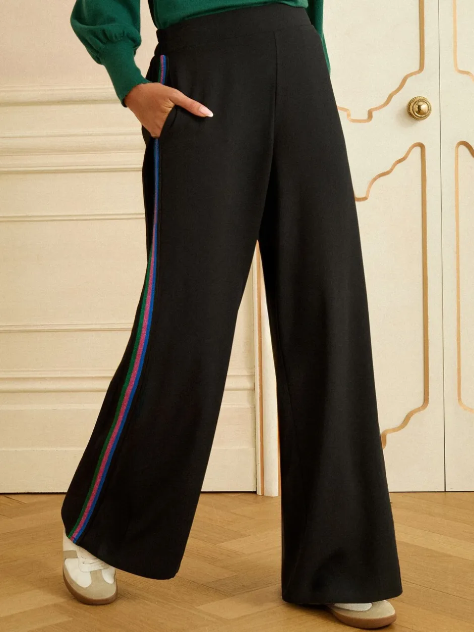 Broeken*Love & Roses Metallic Side Stripe Wide Leg Trousers
