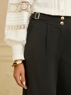Broeken|Love & Roses Wide Leg Buckle Detail Trousers