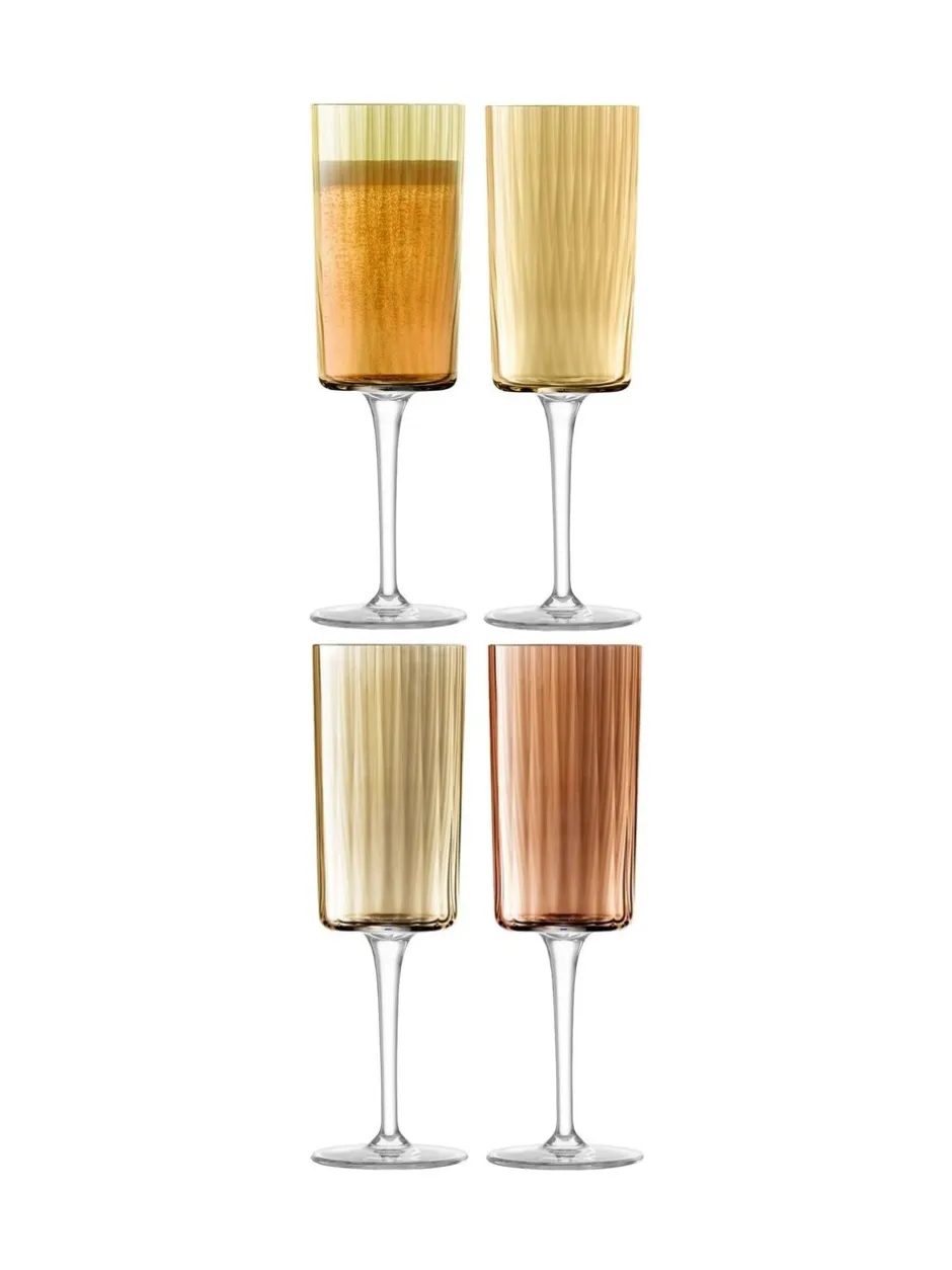 Glas|LSA International Gems diverse set van 210ml champagneglazen Barnsteenoranje