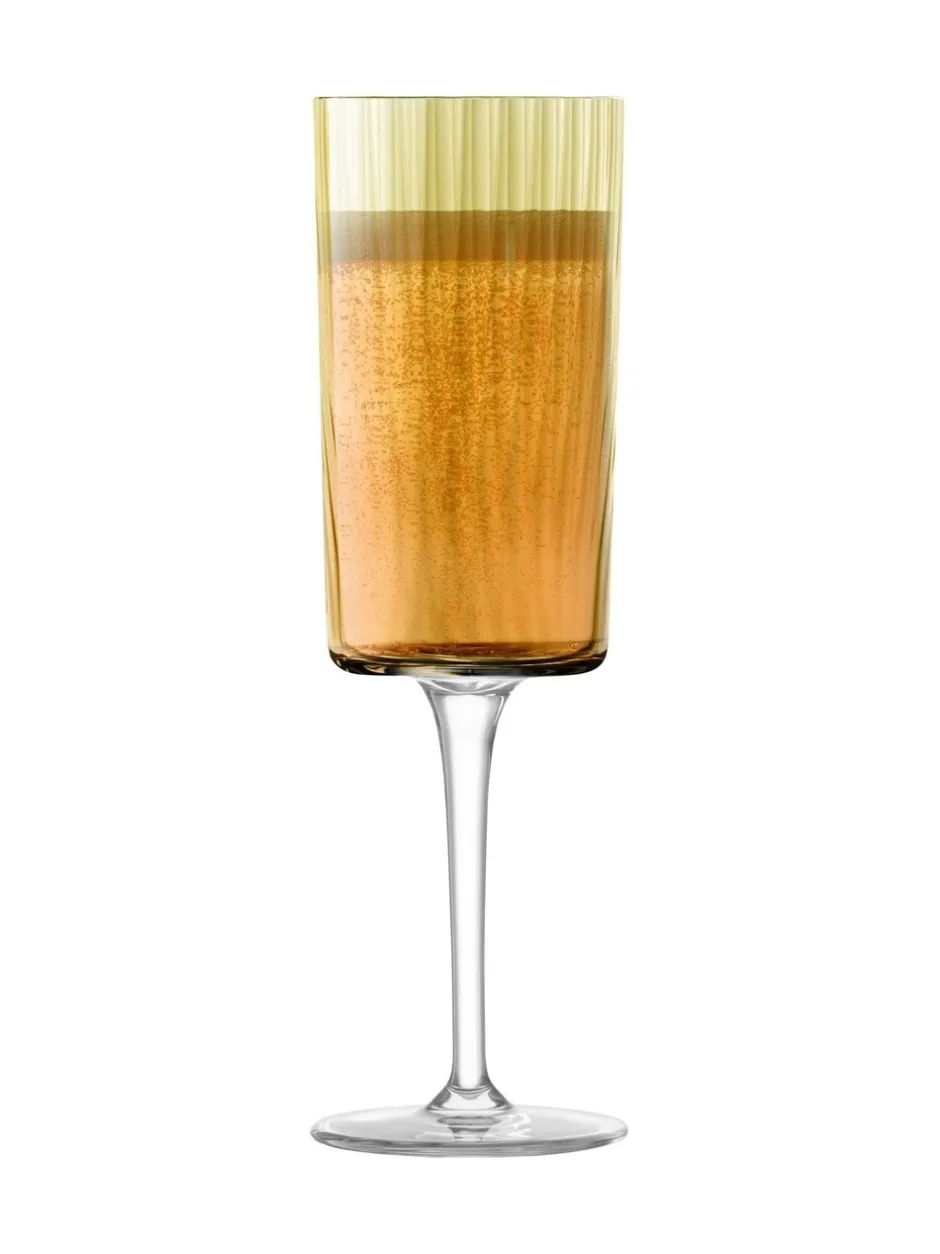 Glas|LSA International Gems diverse set van 210ml champagneglazen Barnsteenoranje